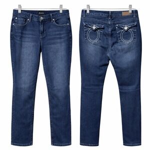 Jean 9 Womens Size 13 Dark Wash Straight Leg Jeans Horseshoe Flap Back Pockets